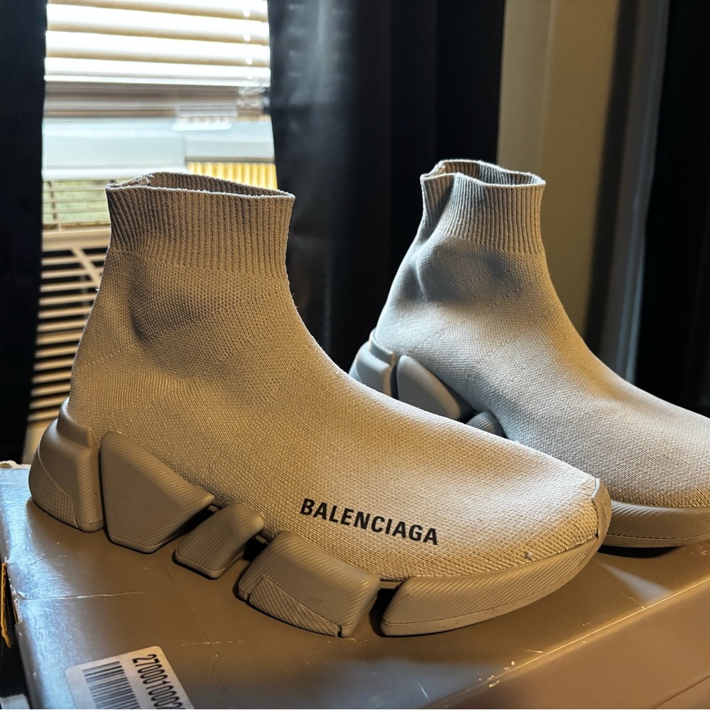 Balenciaga Light Gray Knit Sneakers